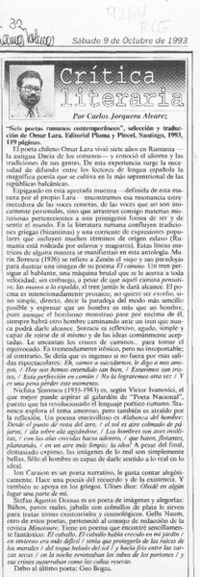 "Seis poetas rumanos contemporáneos"  [artículo] Carlos Jorquera Alvarez.