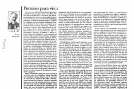 Permiso para vivir  [artículo] Jorge Edwards.