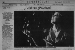 Palabras! Palabras?  [artículo] Hans Erhmann.