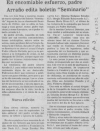 En encomiable esfuerzo padre Arraño edita boletín "Seminario"