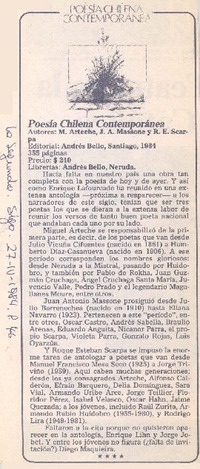 "Poesía chilena contemporánea"