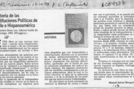 Historia de las instituciones políticas de Chile e hispanoamérica  [artículo] Manuel Salvat Monguillot.