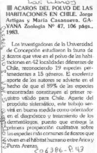 "Acaros del polvo de las habitaciones en Chile"