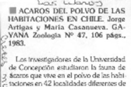 "Acaros del polvo de las habitaciones en Chile"