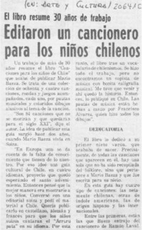 Editaron un cancionero para los niños chilenos