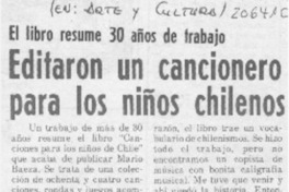 Editaron un cancionero para los niños chilenos