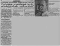 "Ciencia marcará la gran diferencia entre los países industrializados y subdesarrollados"