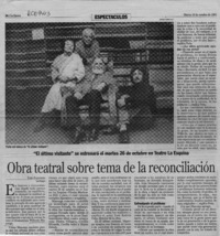 Obra teatral sobre tema de la reconciliación  [artículo] Yael Zaliasnik.