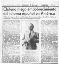 Chileno niega empobrecimiento del idioma español en América  [artículo].