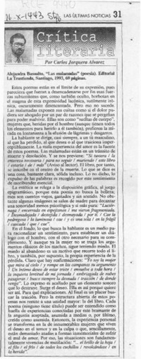 Alejandra Basualto, "Las malamadas"  [artículo] Carlos Jorquera Alvarez.