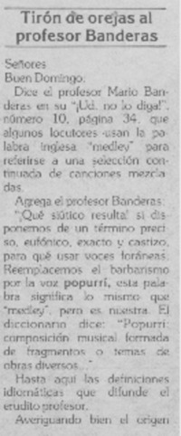 Tirón de orejas al profesor Banderas