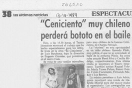 Ceniciento muy chileno perderá bototo en el baile