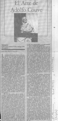 El arte de Adolfo Couve  [artículo] Ana María Larraín.