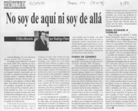 No soy de aquí ni soy de allá  [artículo] Rodrigo Pinto.