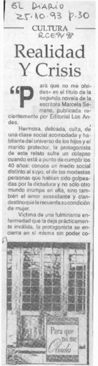 Realidad y crisis  [artículo].