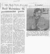 Raúl Barrientos M., portomontino poeta