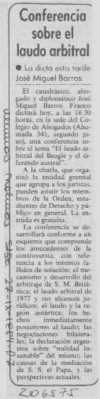 Conferencia sobre el laudo arbitral