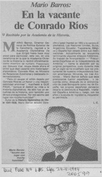 En la vacante de Conrado Ríos