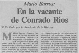 En la vacante de Conrado Ríos