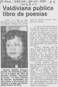 Valdiviana publica libro de poesías