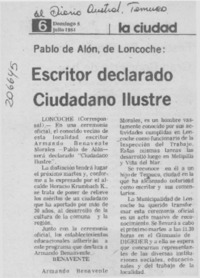 Escritor declarado ciudadano ilustre