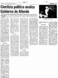 Cientista político analiza gobierno de Allende  [artículo].