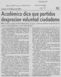 Académico dice que partidos desprecian voluntad ciudadana