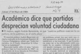 Académico dice que partidos desprecian voluntad ciudadana