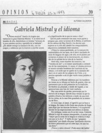 Gabriela Mistral y el idioma  [artículo] Alfonso Calderón.
