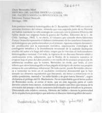 "Historia del salitre desde la Guerra del Pacífico hasta la revolución de 1891"