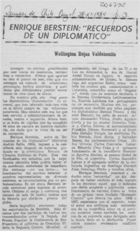 Enrique Bernstein; "Recuerdos de un diplomático"