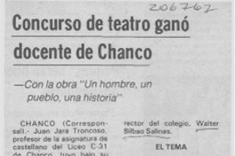 Concurso de teatro ganó docente de Chanco
