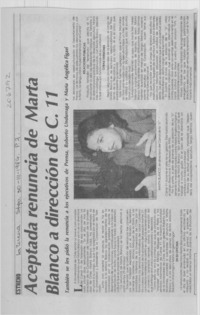 Aceptada renuncia de Marta Blanco a dirección de C. 11