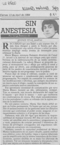 Donde estás, Marta?