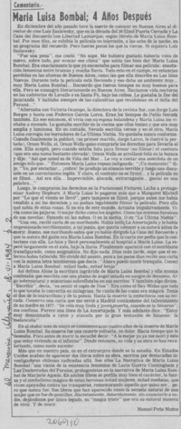 María Luisa Bombal, cuatro años después