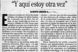 "Y aquí estoy otra vez"  [artículo] Alberto Arraño A.