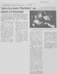 Teatro-circo montó "Brechtiario" que advierte a la humanidad