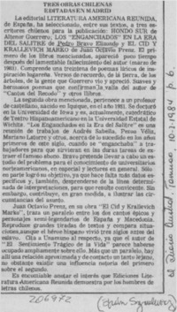 Tres obras chilenas editadas en Madrid