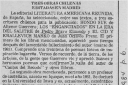 Tres obras chilenas editadas en Madrid