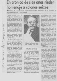 En crónica de cien años rinden homenaje a colonos suizos