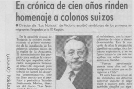 En crónica de cien años rinden homenaje a colonos suizos