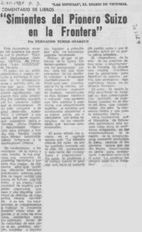 "Simientes del pionero suizo en La Frontera"