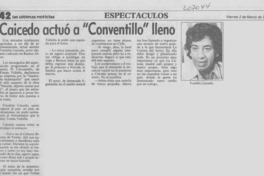 Caicedo actuó a Conventillo lleno