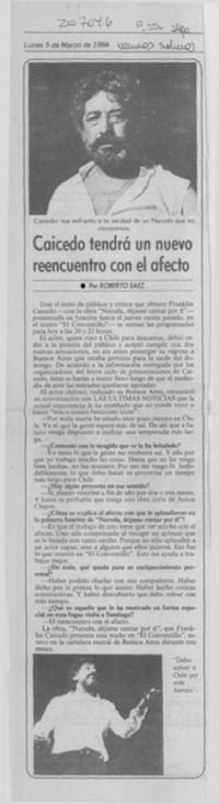 Caicedo tendrá un nuevo reencuentro con el afecto