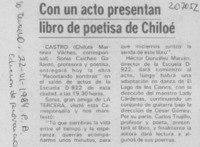 Con un acto presentan libro de poetisa de Chiloé