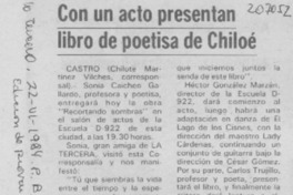 Con un acto presentan libro de poetisa de Chiloé