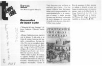 Recuerdos de buen cuño  [artículo] María Eugenia Meza B.