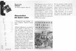 Recuerdos de buen cuño  [artículo] María Eugenia Meza B.