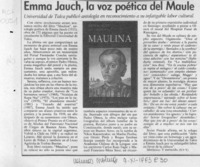 Emma Jauch, la voz poética del Maule  [artículo] S. V. Y.