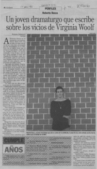 Un joven dramaturgo que escribe sobre los vicios de Virginia Woolf  [artículo] Marcela Gieminiani.